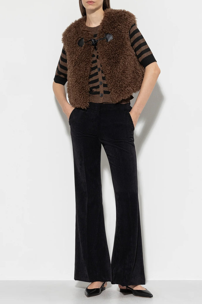 LUISA CERANO Straight Corduroy Trousers in Black