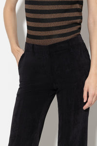 LUISA CERANO Straight Corduroy Trousers in Black