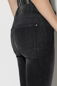 Luisa Cerano Skinny Bootleg Denim in Black Denim