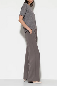 Luisa Ceran Pleated Wide-Leg Pants in Taupe