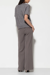 Luisa Ceran Pleated Wide-Leg Pants in Taupe