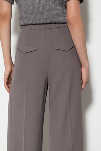 Luisa Ceran Pleated Wide-Leg Pants in Taupe