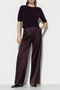 LUISA CERANO Satin Wide Leg Pants