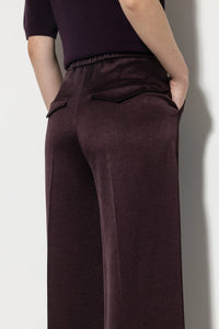 LUISA CERANO Satin Wide Leg Pants