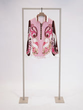 Load image into Gallery viewer, Herzen Shirt Collar Blouse in Burgundy Print
