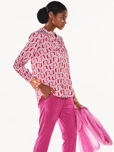 Herzen's Pink Multicolour Chain Print Blouse in Pink