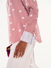 Load image into Gallery viewer, Herzen&#39;s Chain Print Silk Blouse in Red &amp; White
