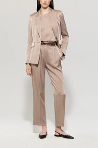 Luisa Cerano Satin Tapered Pants in Mushroom