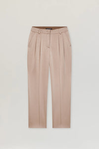 Luisa Cerano Satin Tapered Pants in Mushroom