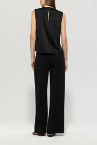 Luisa Cerano Satin Wide-Leg Pants in Black