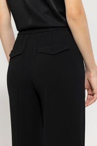 Luisa Cerano Satin Wide-Leg Pants in Black