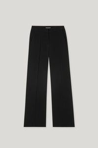 Luisa Cerano Satin Wide-Leg Pants in Black