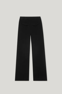 Luisa Cerano Satin Wide-Leg Pants in Black