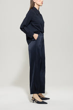 Load image into Gallery viewer, Luisa Cerano Satin Wide-Leg Trousers in Navy
