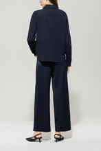 Load image into Gallery viewer, Luisa Cerano Satin Wide-Leg Trousers in Navy
