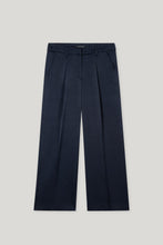 Load image into Gallery viewer, Luisa Cerano Satin Wide-Leg Trousers in Navy
