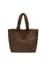 Load image into Gallery viewer, Codello Fake Fur Tote Bag with Leopard Pattern

