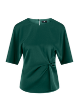 Load image into Gallery viewer, Riani Satin Blouse with Knot Detail in Clover
