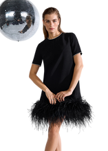 Load image into Gallery viewer, Riani Dress with Feather Hem in Black
