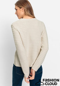 Olsen Long Sleeve Cardigan In Canvas Beige