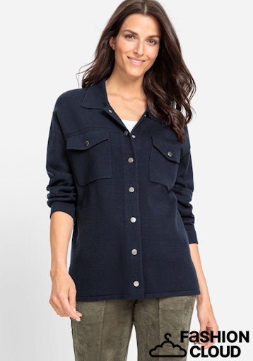 Olsen Long Sleeve Cardigan in Ink Blue