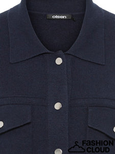 Olsen Long Sleeve Cardigan in Ink Blue