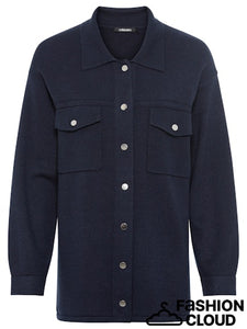 Olsen Long Sleeve Cardigan in Ink Blue