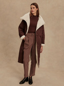 Varley Annalise Reversible Wrap Coat in Deep Mahogany