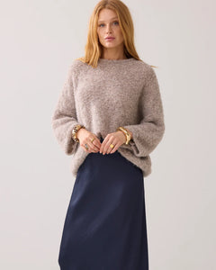Summum Long Shiny Skirt in Navy