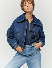 Load image into Gallery viewer, iBlue Fiver Denim Bomber Jacket in Blue
