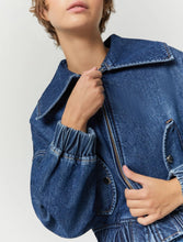 Load image into Gallery viewer, iBlue Fiver Denim Bomber Jacket in Blue
