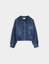 Load image into Gallery viewer, iBlue Fiver Denim Bomber Jacket in Blue
