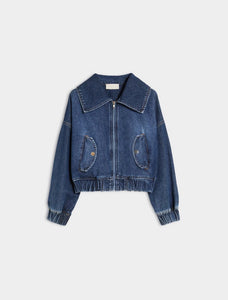 iBlue Fiver Denim Bomber Jacket in Blue