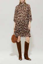 Load image into Gallery viewer, Luisa Cerano Frill Detail Dress in Leopard
