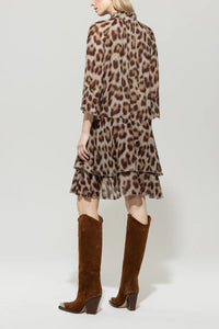 Luisa Cerano Frill Detail Dress in Leopard