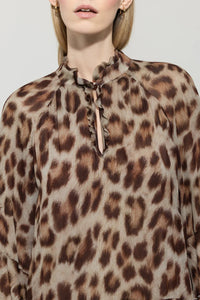 Luisa Cerano Frill Detail Dress in Leopard