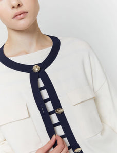 iBlue Descal Boxy Jacket in White/Navy