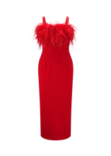 Load image into Gallery viewer, Riani Dress with Feather Appliqué
