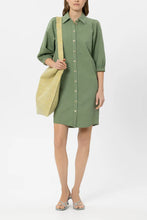 Load image into Gallery viewer, Luisa Cerano Linen-Blend Shirt Dress in Moss Green
