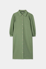 Load image into Gallery viewer, Luisa Cerano Linen-Blend Shirt Dress in Moss Green

