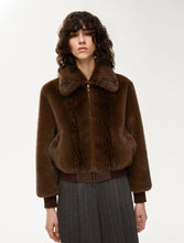 Load image into Gallery viewer, iBlues Kartal Relaxed-Fit Fur Bomber Jacket in Brown
