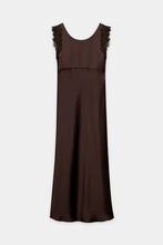 Load image into Gallery viewer, Luisa Cerano Satin Dress with Lace Detail in Marone
