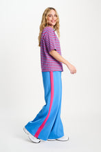 Load image into Gallery viewer, Pom Striped Blue Pink T-Shirt
