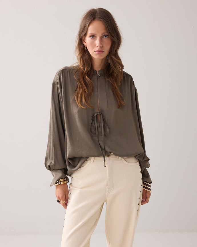 Summum Satin Bow Tie Blouse