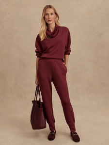 Varley The Slim Cuff Pant 27.5" in Deep Maroon