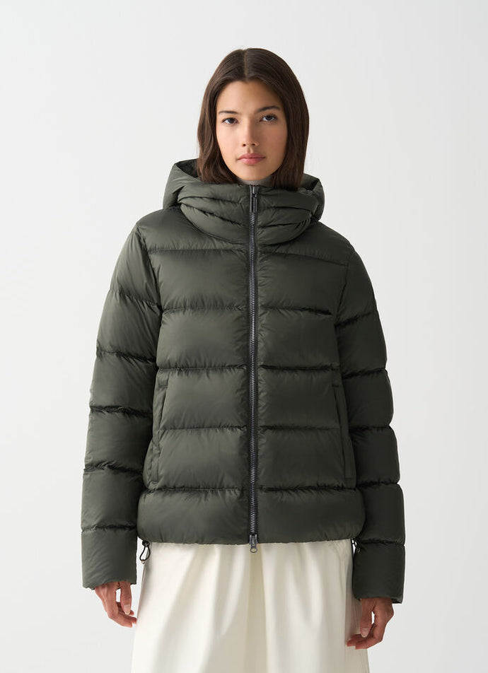 Colmar Down Jacket with Detachable Hood in Green