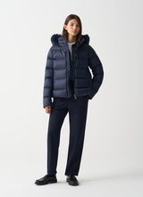 Load image into Gallery viewer, Colmar Turtle-Neck Down with Faux Fur in Navy
