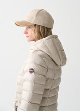 Load image into Gallery viewer, Colmar Hooded A-Line Down Jacket in Stone
