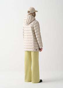 Colmar Hooded A-Line Down Jacket in Stone