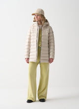 Load image into Gallery viewer, Colmar Hooded A-Line Down Jacket in Stone
